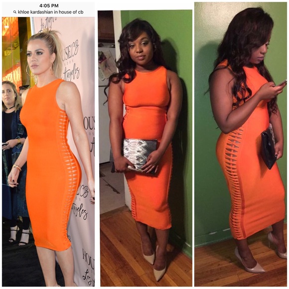 house of cb orange bandage dress